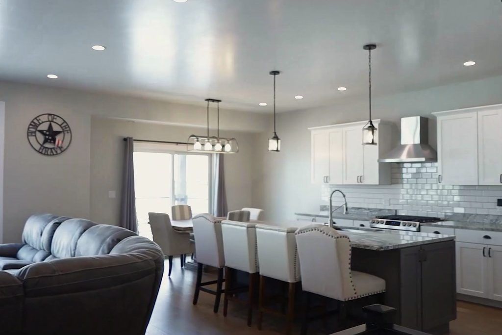 Open living room and kitchen, 169 Granite Hill Lane, Great Falls, MT